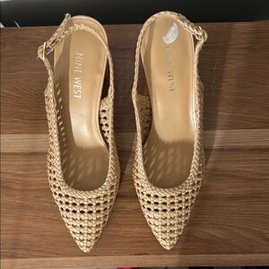 Nine West Tan Heels with Slingback Design
